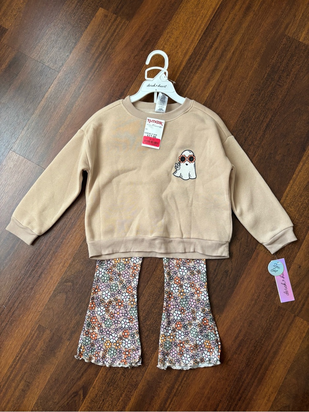 Derek Heart Girls Halloween Sweatshirt & Bell-Bottom Pant Set NWT - Size 4